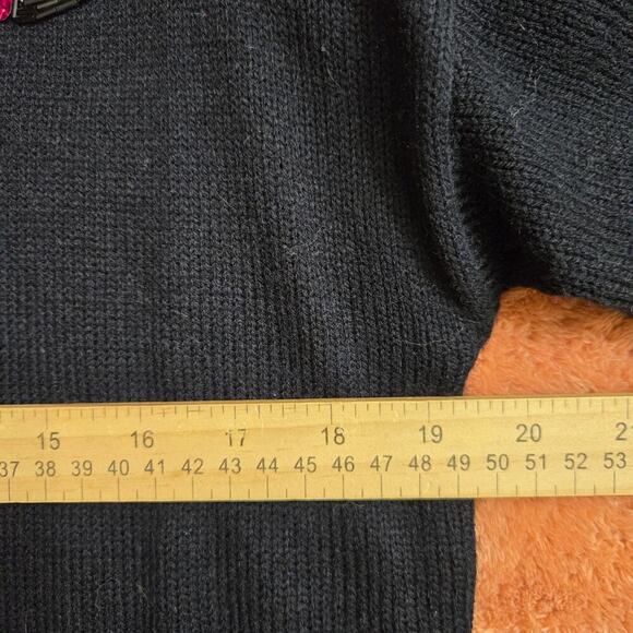 Darian Vintage 80s Black Knit Sequin Embellished Sweater Dress Sz M Avante Garde - Picture 11 of 12